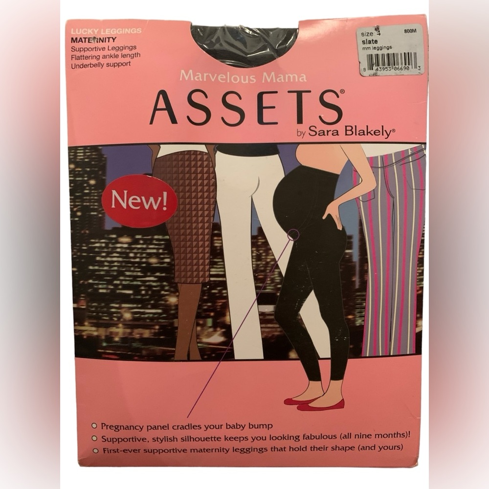 New! Assets by Sara Blakely Marvelous Mama maternity leggings, slate, size 4